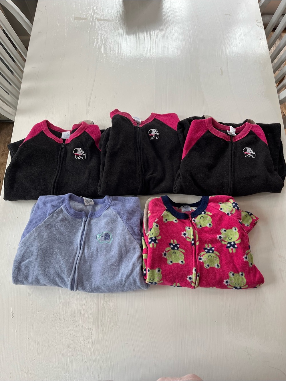 Gerber Fleece Zip-Up Footed Pajamas Pajamas - Lot of Five